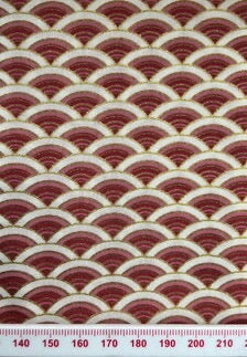 Pink/red shade rainbow pattern print with gold thread (Fat quarter)
