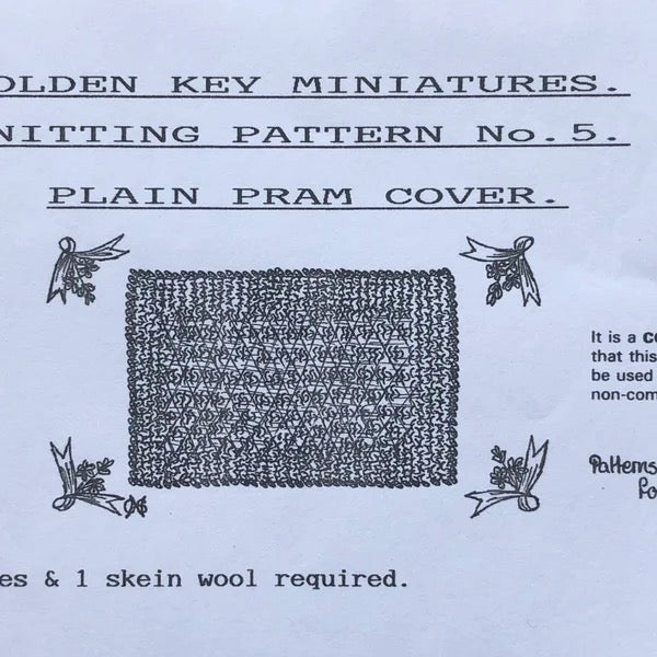 Knitting pattern Plain pram cover 1:12th scale