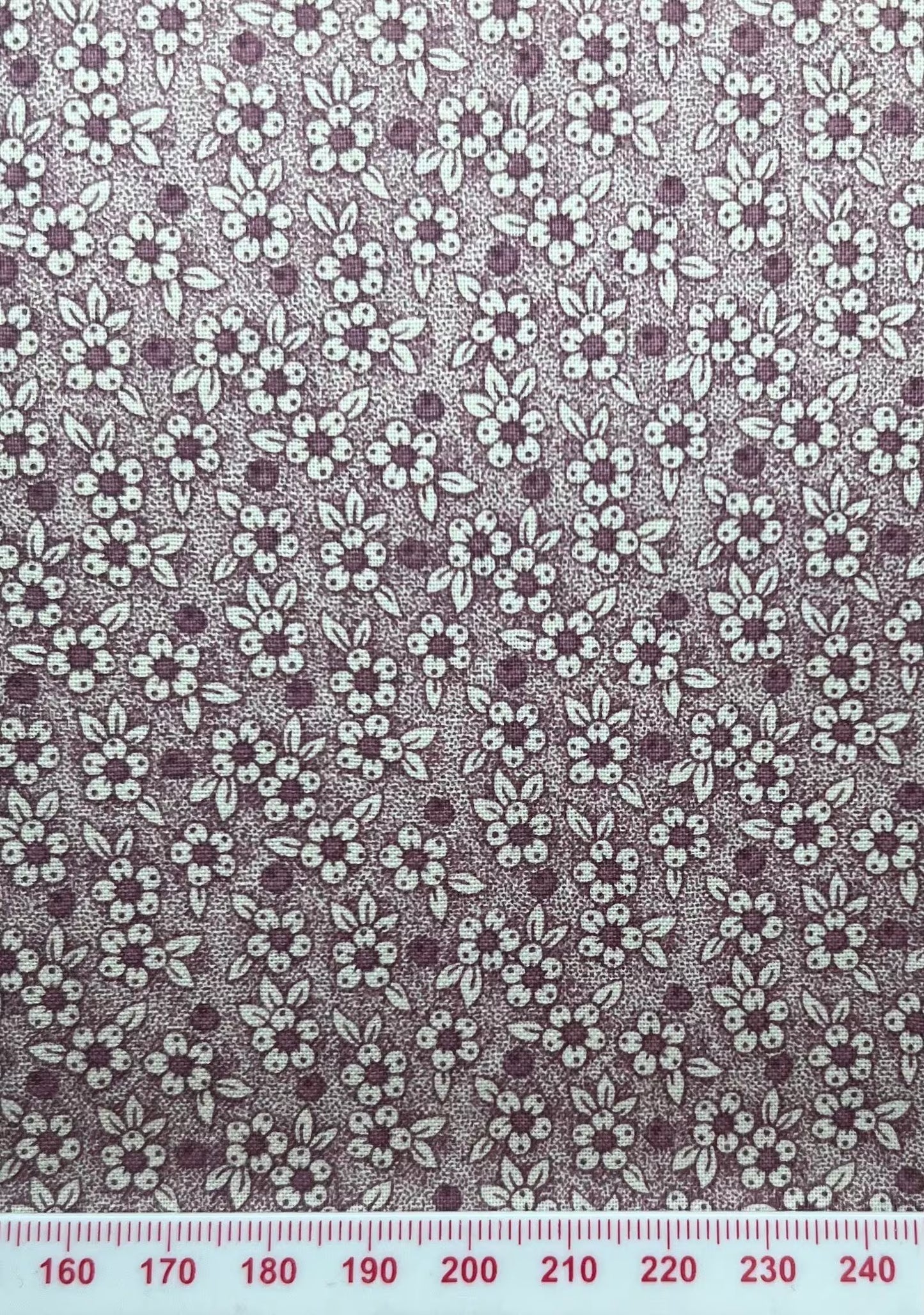 Red floral print. Small scale prints.