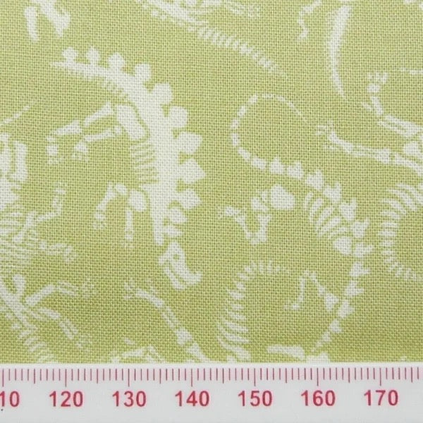 Green and white dinosaur cotton print