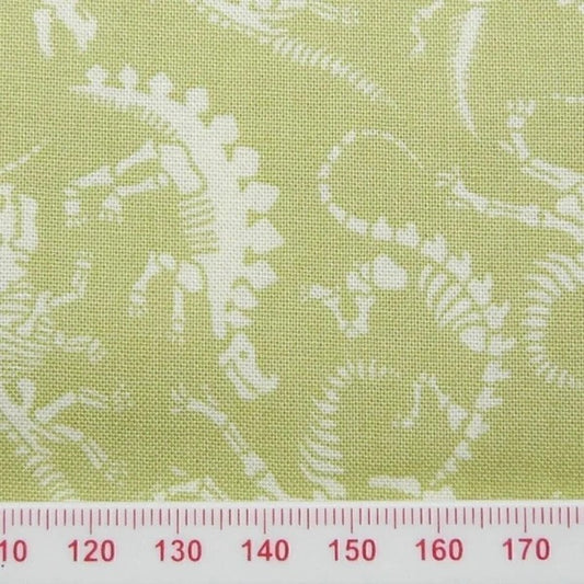 Green and white dinosaur cotton print