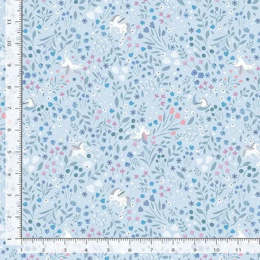Unicorns on capri blue cotton (fat quarter)