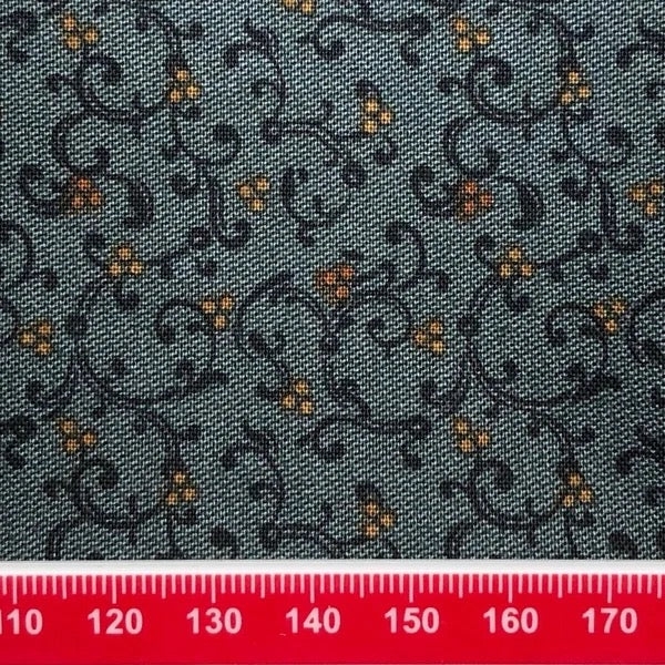 Blue cotton with orange and blue pattern