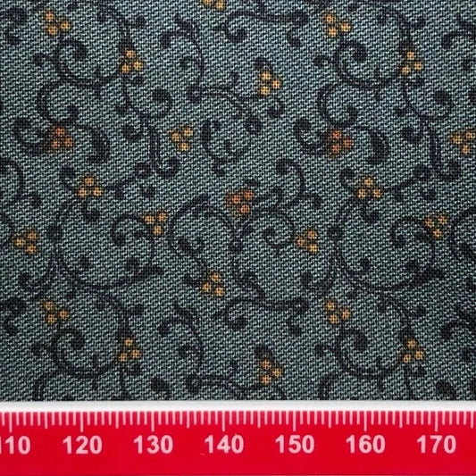 Blue cotton with orange and blue pattern