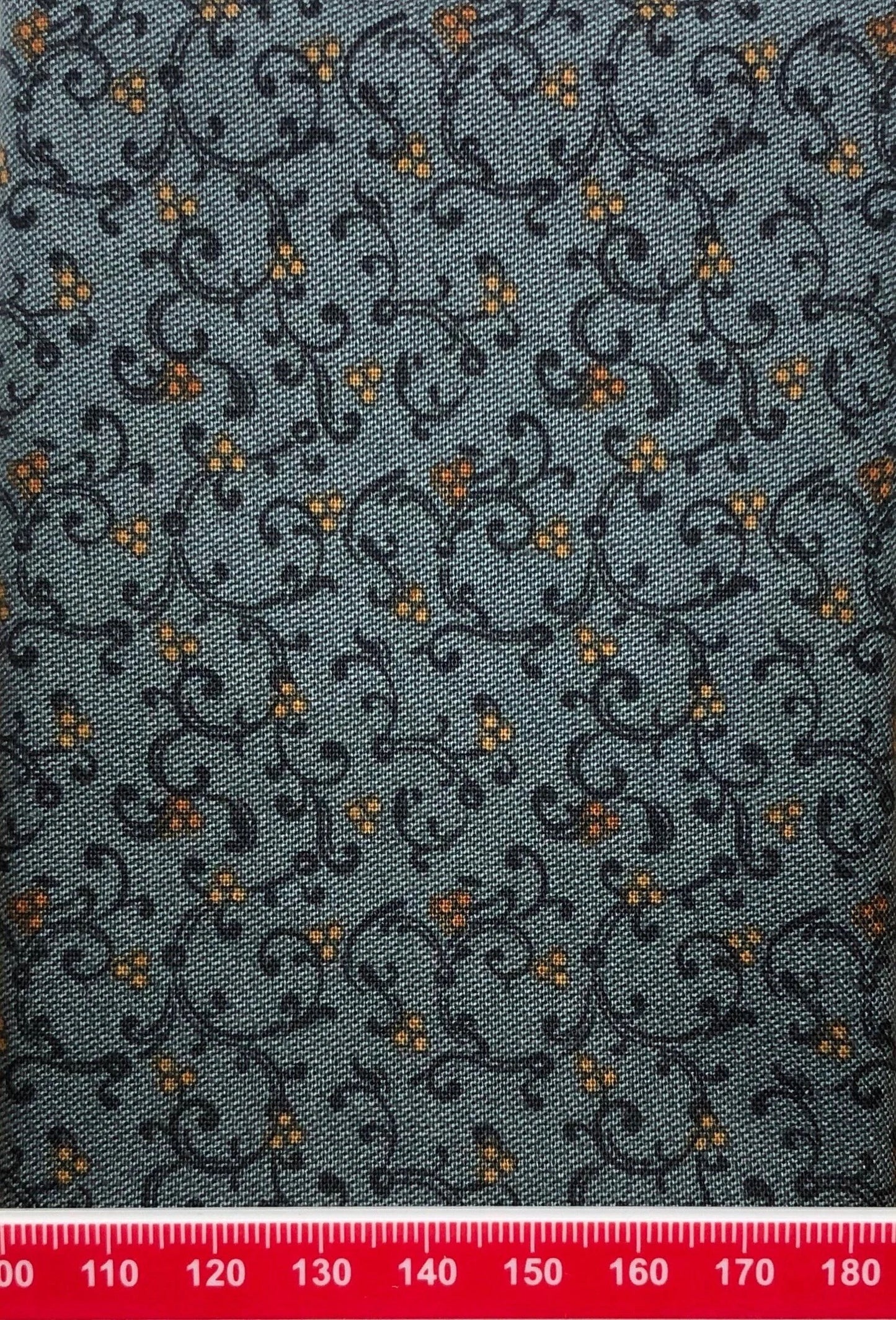Blue cotton with orange and blue pattern