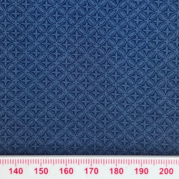 Blue circle pattern on blue cotton (fat quarter)