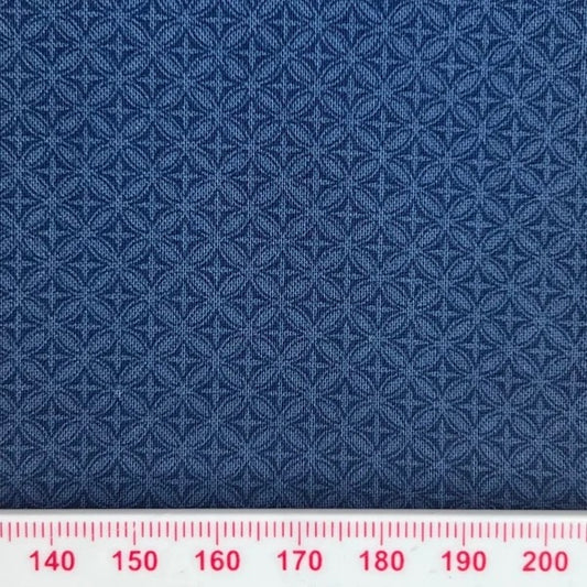 Blue circle pattern on blue cotton (fat quarter)