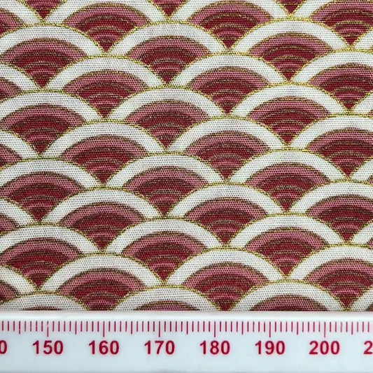 Pink/red shade rainbow pattern print with gold thread (Fat quarter)