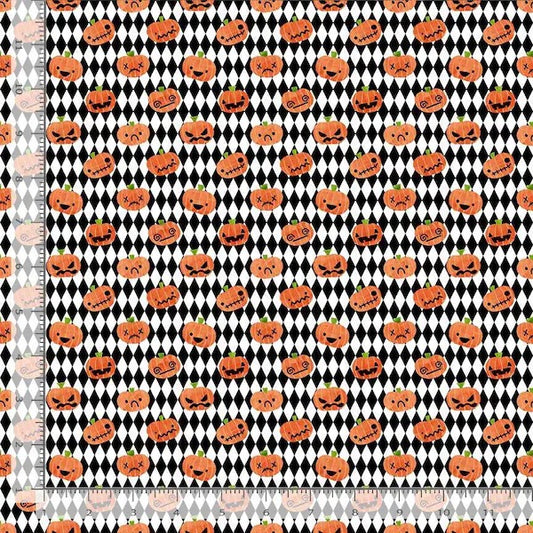 Pumpkins on a black and white cotton (fat quarter)