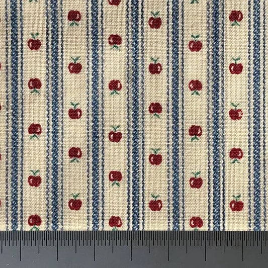 Tiny apples on cream with blue stripe (fat quarter)