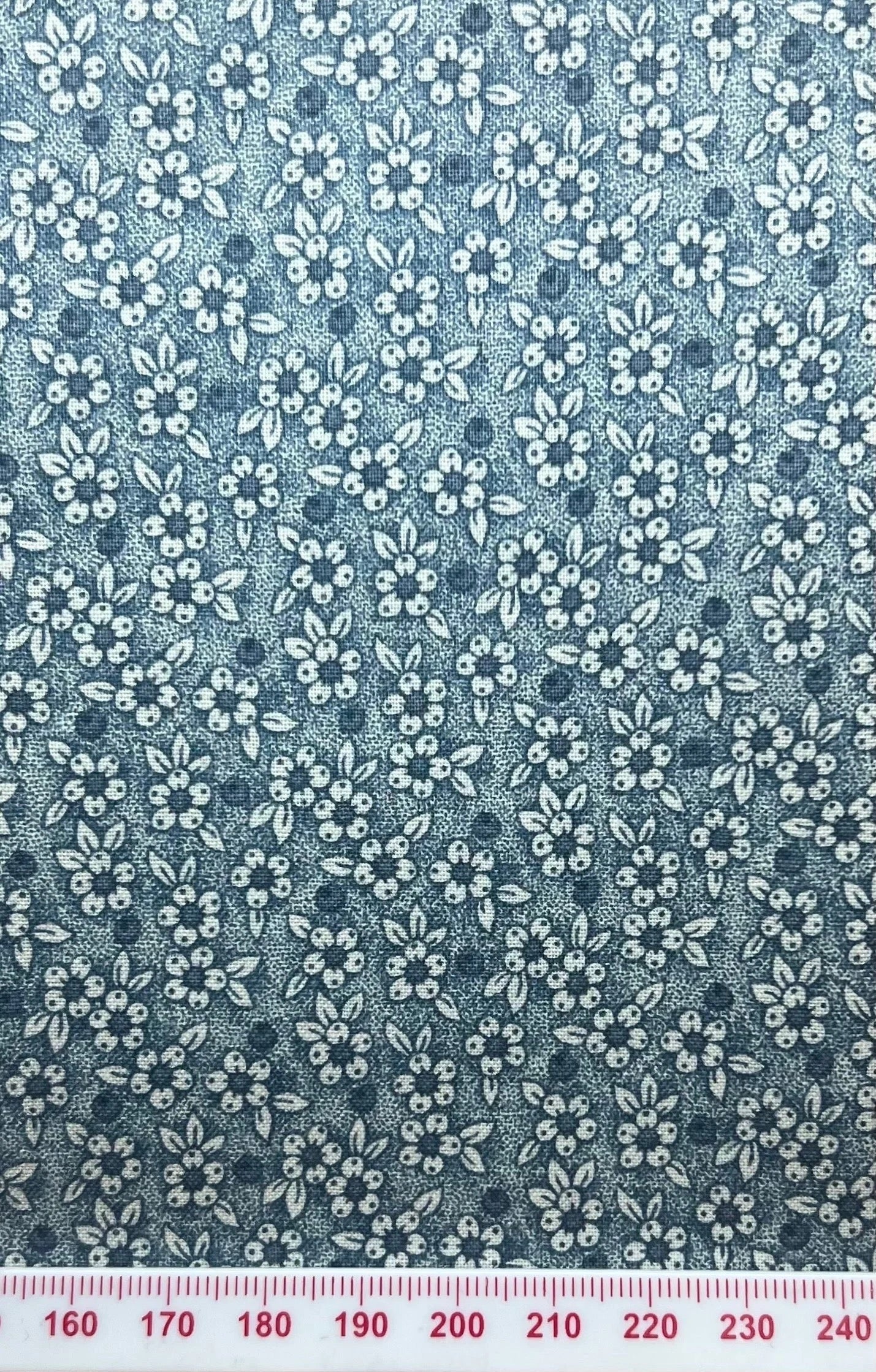 Blue floral print. Small scale prints on 100% cotton