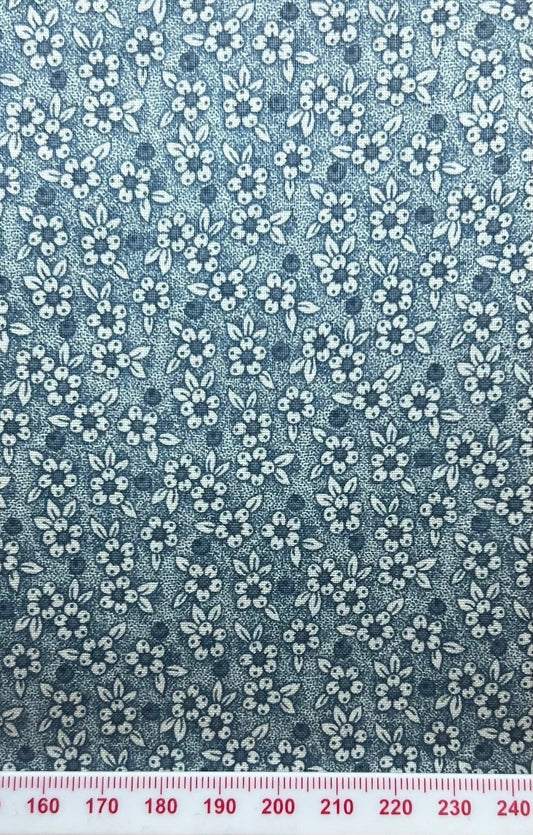 Blue floral print. Small scale prints on 100% cotton