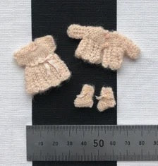 Knitting pattern baby dress, matinee coat, bonnet and bootees 1:12th scale