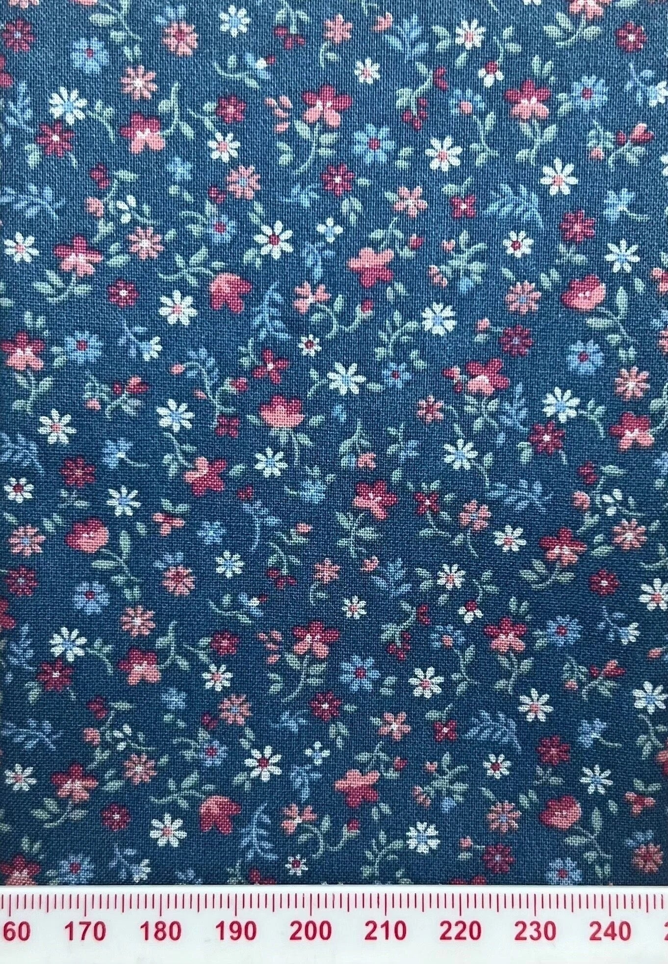 Pink, white and blue floral print
