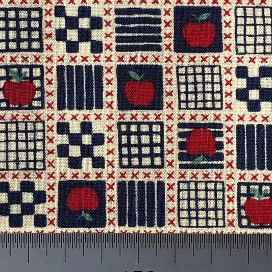 Dark blue with apple patchwork pattern