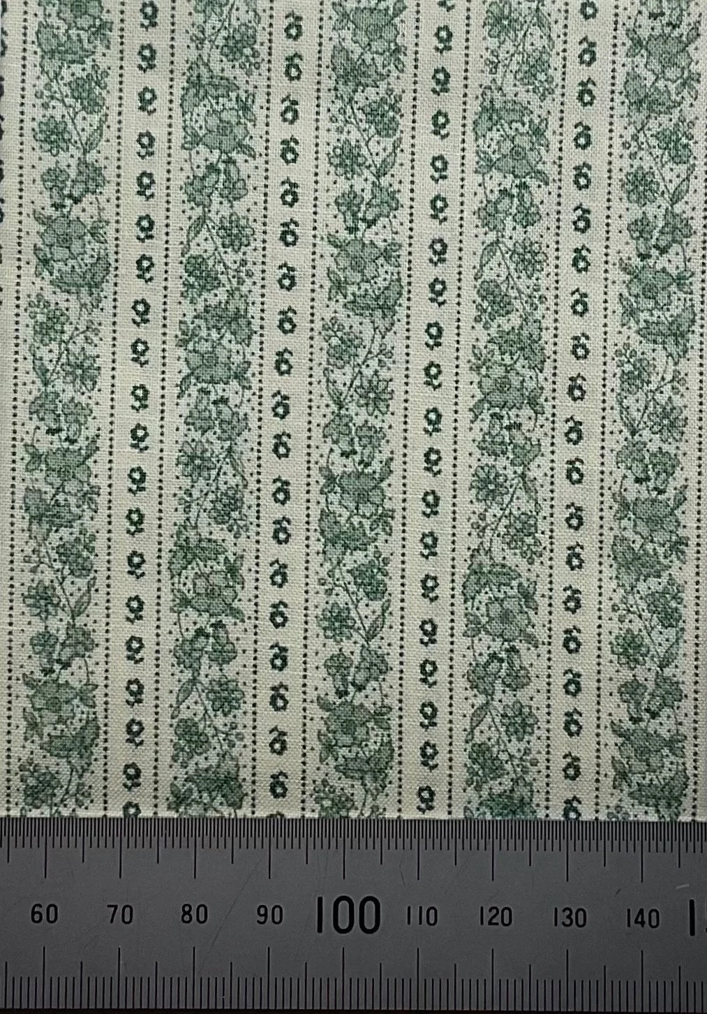 Green and cream floral stripe design