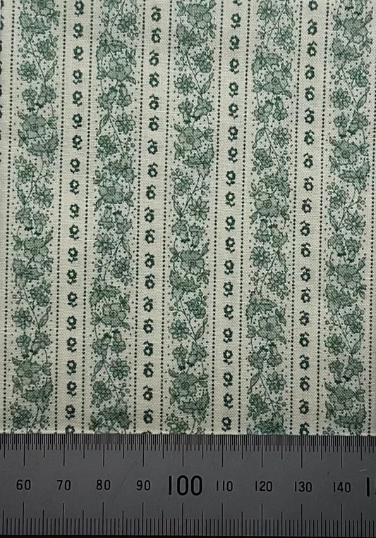 Green and cream floral stripe design