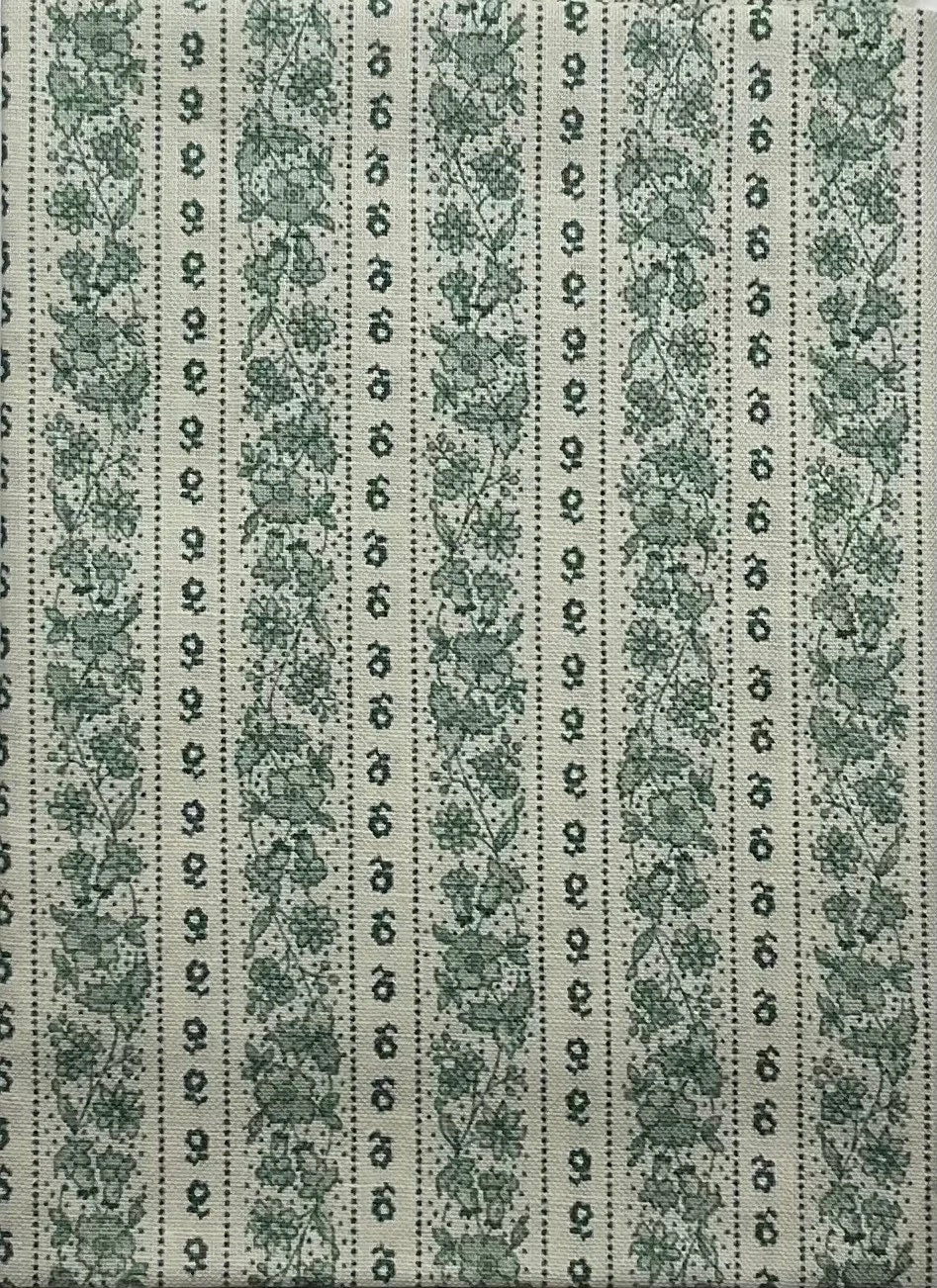 Green and cream floral stripe design