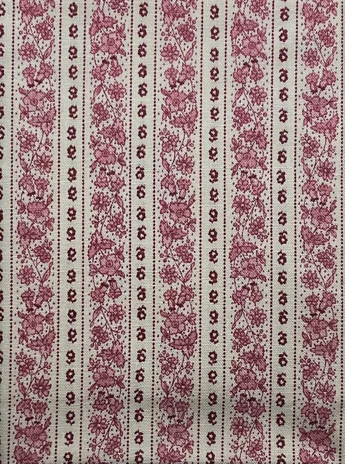 Red and cream floral stripe design