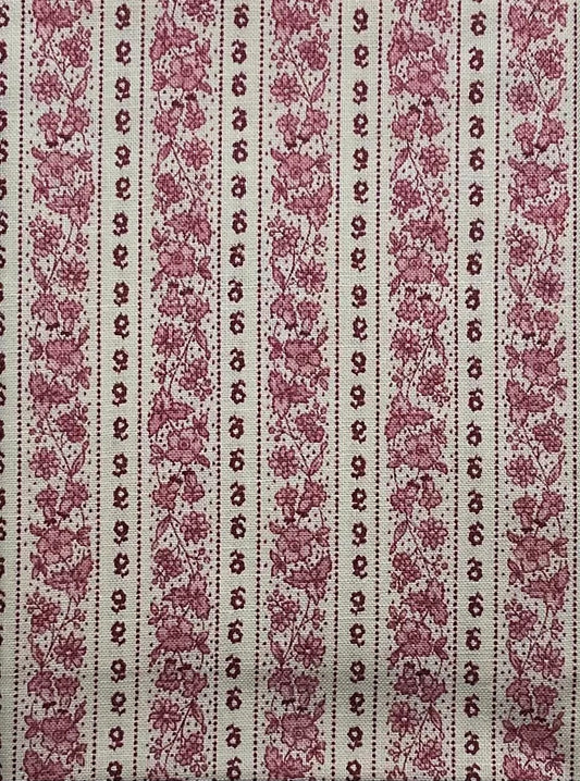 Red and cream floral stripe design