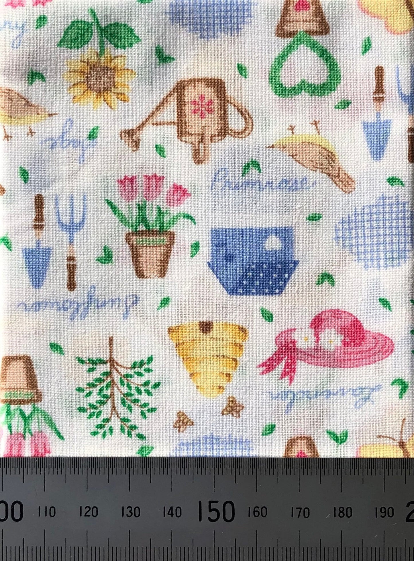 White cotton with garden items