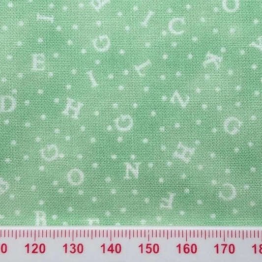 Alphabet on green cotton (Fat quarter)