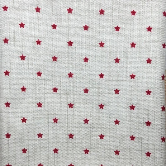 Red stars on grey cotton