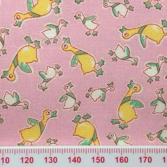 Small duck cotton print on pink