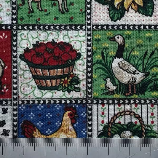 Farmyard patchwork cotton print (Fat quarter)