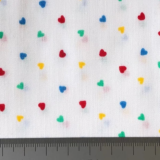 Multi-coloured hearts on white Fat quarter